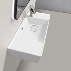 Rectangular White Ceramic Wall Mounted or Drop In Sink